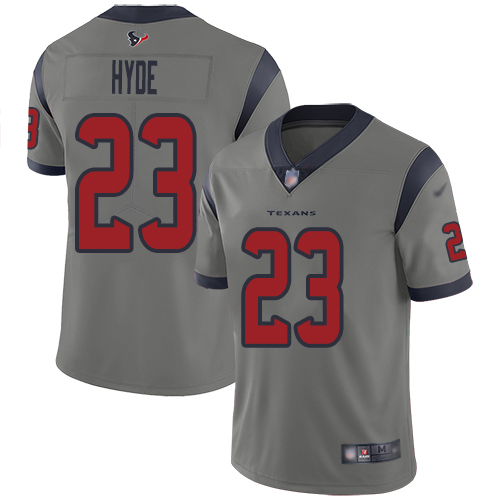 Houston Texans Limited Gray Men Carlos Hyde Jersey NFL Football #23 Inverted Legend->houston texans->NFL Jersey